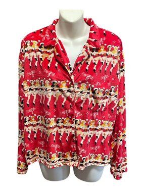 Holiday Time Women’s Super Minky Notch Collar Sleepshirt Dancing Pin-Up Girls L